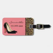 ファッショナブルな黒いパーソナライズされたサイト ラゲッジタグ (正面横)