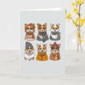 ファッショナブルウェルシュコーギー犬 カード (黄色い花)