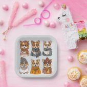 ファッショナブルウェルシュコーギー犬 ペーパープレート (パーティー)