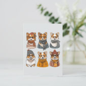 ファッショナブルウェルシュコーギー犬 ポストカード (スタンド正面)