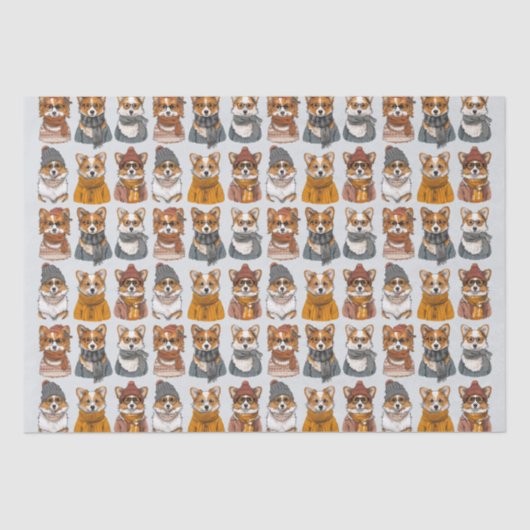 ファッショナブルウェルシュコーギー犬 薄葉紙 (正面)