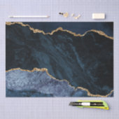 ファッショナブルエレガントネイビーブルー金ゴールドグリッター大理石 薄葉紙 (クラフト)