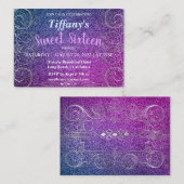 ファッショナブルグリッター誕生日招待状 エンクロージャーカード (正面/裏面)