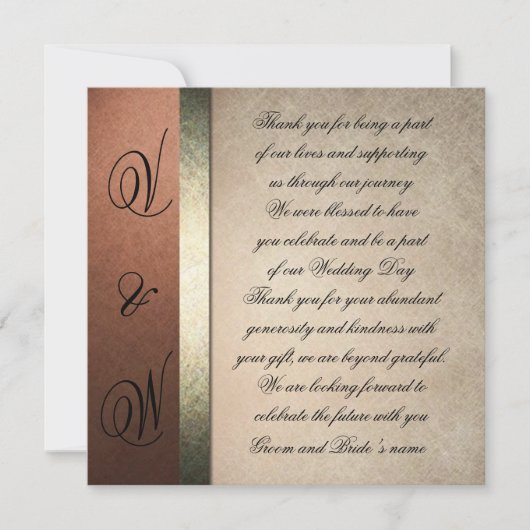 ファッショナブルスタイリッシュかつ結婚サンキューカード サンキューカード (正面)