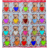 ファッショナブルハートテディベア愛好家 シャワーカーテン (正面)