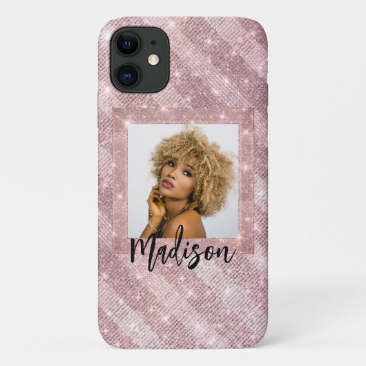 ファッショナブルバラ金ゴールドグリッター写真名スタイリッシュ Case-Mate iPhoneケース (裏面)