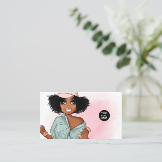 ファッショナブルフィットネスインストラクターガールビジネス 名刺 (スタンド正面)