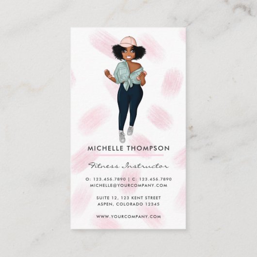 ファッショナブルフィットネスインストラクターガールビジネス 名刺 (裏面)