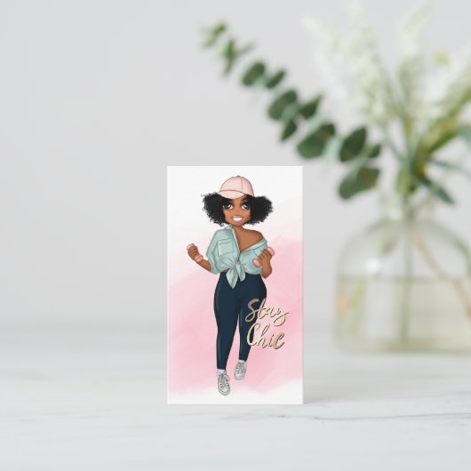 ファッショナブルフィットネスインストラクターガール 名刺 (スタンド正面)