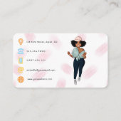 ファッショナブルフィットネスインストラクターガールQRコード 名刺 (裏面)