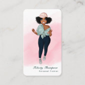 ファッショナブルフィットネスインストラクターガールQRコード 名刺 (正面)
