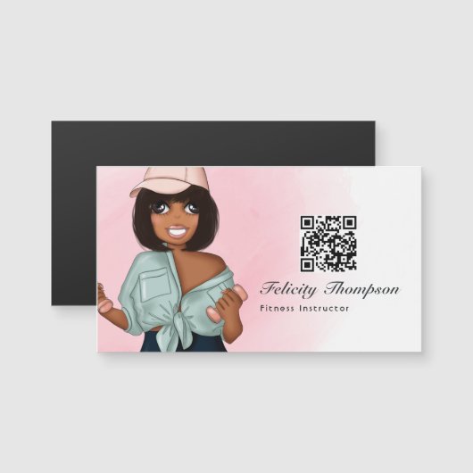 ファッショナブルフィットネスインストラクター女性 (正面/裏面)