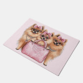 ファッショナブルポメラニア犬ドッグズピンクの財布 ドアマット (アングル)