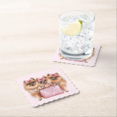 ファッショナブルポメラニア犬ドッグズピンクの財布 ペーパーコースター (インサイチュ)