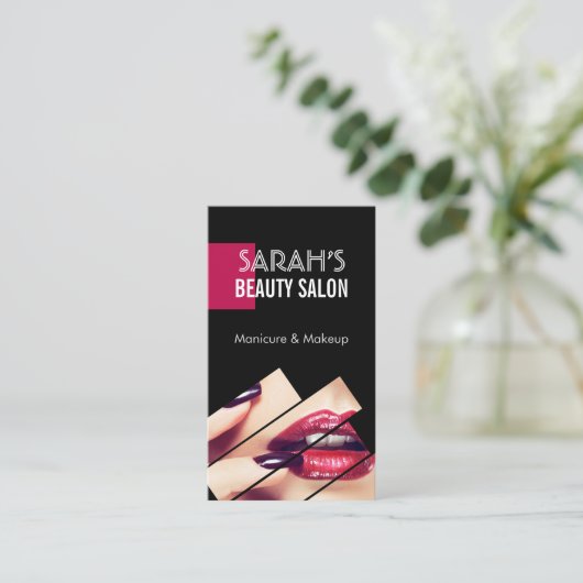 ファッショナブルメイクアップリップ美しいサロンブティック 名刺 (スタンド正面)