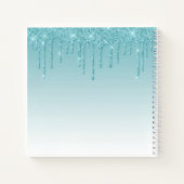 ファッショナブルモダンアクアグリッターモノグラム ノートブック (裏面)