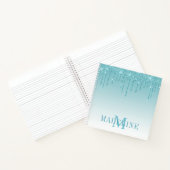 ファッショナブルモダンアクアグリッターモノグラム ノートブック (内部)