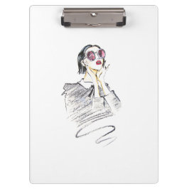 ファッショナブルモダンガールブラック&レッドトレンディー クリップボード
