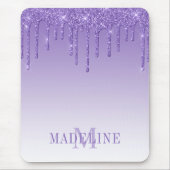 ファッショナブルモダンパープルグリッタードリップモノグラム マウスパッド (正面)