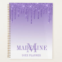 ファッショナブルモダンパープルグリッターモノグラム