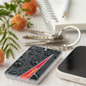 ファッショナブルモダンブラックバブル赤い炎カスタム キーホルダー (正面右)