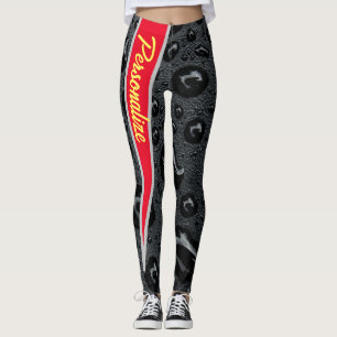 ファッショナブルモダンブラックバブル赤い炎カスタム レギンス
