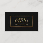 ファッショナブルモダンブラック金ゴールドフレームメイクアップアーティスト 名刺 (正面)