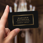 ファッショナブルモダンブラック金ゴールドフレームメイクアップアーティスト 名刺