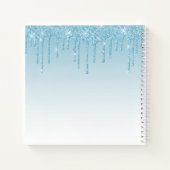 ファッショナブルモダンブルーグリッターラッシュモノグラム ノートブック (裏面)