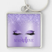 ファッショナブルモダンモノグラムグリッターラッシュパープル キーホルダー (正面)