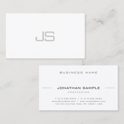 ファッショナブルモダンモノグラムデザインクリーン平野 名刺 (正面/裏面)