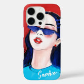 ファッショナブルモダンレッドブルーシティガールカスタム Case-Mate iPhoneケース (裏面)