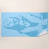 ファッショナブルライトブルー踊りガールシルエット ビーチタオル (正面)