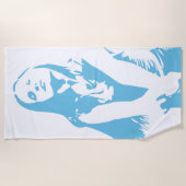 ファッショナブルライトブルー踊りガールシルエット ビーチタオル (正面)