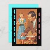 ファッショナブルレトロフォンデュパーティーテーマ招待状 招待状 (正面/裏面)