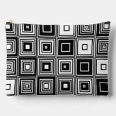 ファッショナブルレトロルック白黒スクエアパターン アクセサリーポーチ (正面)