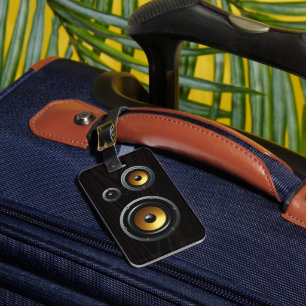 ファッショナブルレトロ木目スピーカートリオ ラゲッジタグ