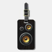 ファッショナブルレトロ木目スピーカートリオ ラゲッジタグ (正面縦)