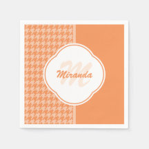 ファッショナブル千鳥格子のオレンジモノグラムと名前