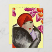 ファッショナブル女性の招待ブランチアフタヌーンティー 招待状 (正面/裏面)