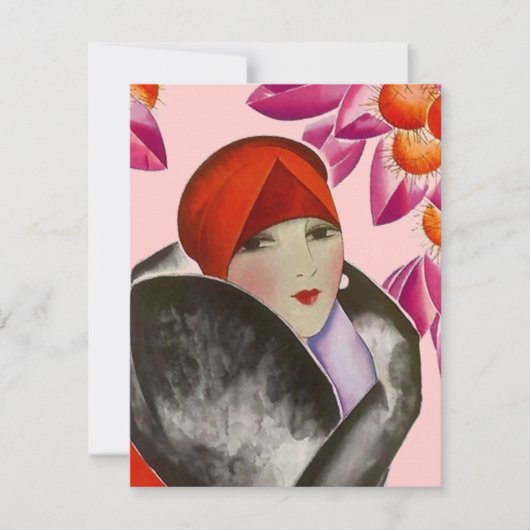 ファッショナブル女性の招待ブランチアフタヌーンティー 招待状 (正面)