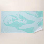 ファッショナブル水彩踊りガールシルエット ビーチタオル (正面)