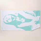 ファッショナブル水彩踊りガールシルエット ビーチタオル (正面)