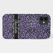 ファッショナブル紫ヒョウ柄とレース Case-Mate iPhoneケース (裏面(横))