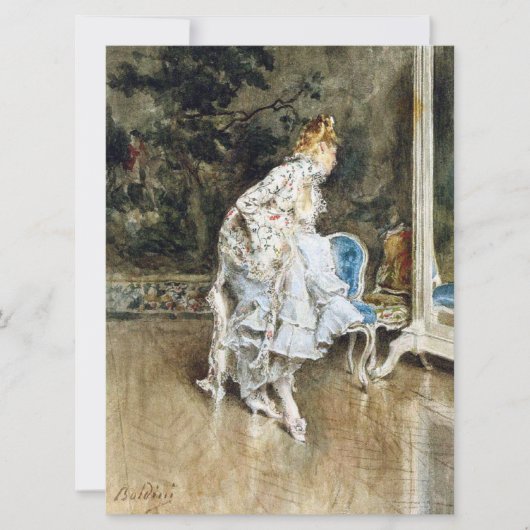 ファッショナブル美しいが鏡で自分を称賛 カード (正面)