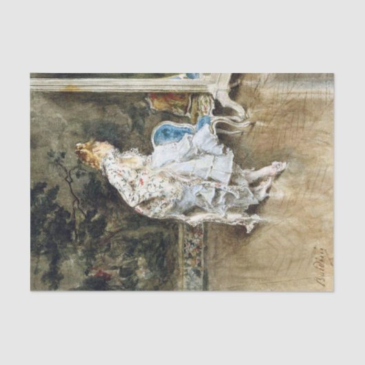 ファッショナブル美しいが鏡で自分を称賛 薄葉紙 (正面)