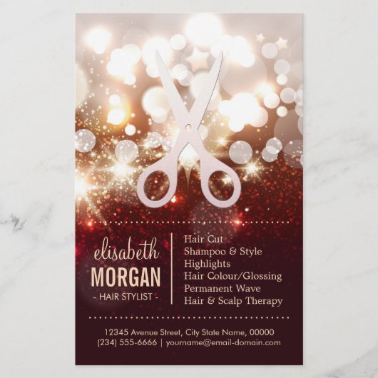 ファッショナブル美容師-金ゴールドグリッタースパークル チラシ (正面)