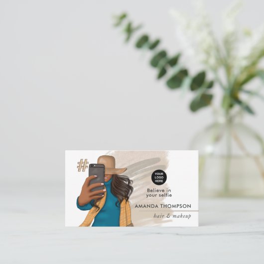 ファッショナブル自撮りガールビジネスカード 名刺 (スタンド正面)