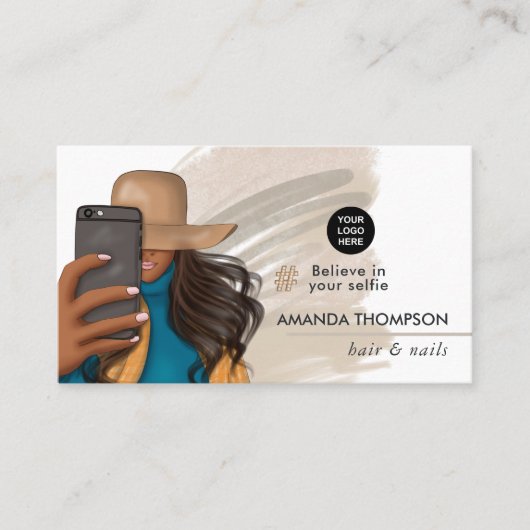 ファッショナブル自撮りガールビジネスカード 名刺 (正面)