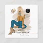 ファッショナブル自撮りブロンド女の子の名刺 スクエア名刺 (正面)